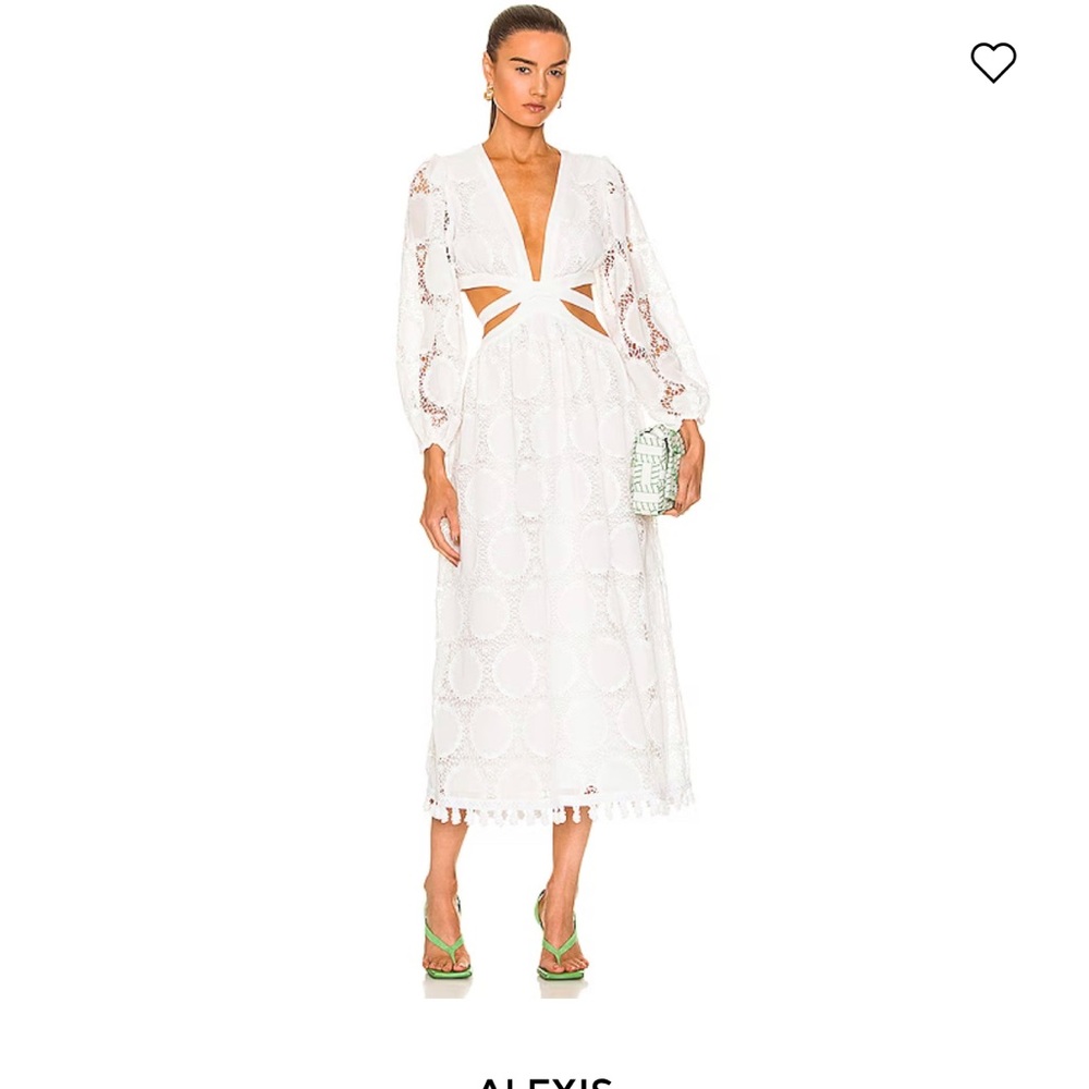 NWT Alexis Plunge Neck Tassel Cutout Long Sleeve Dress. Size L